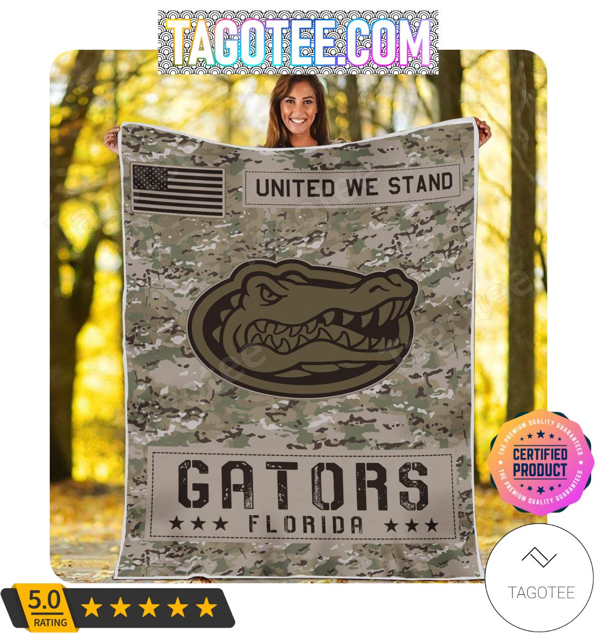 NCAA Florida Gators United We Stand Camo Blanket