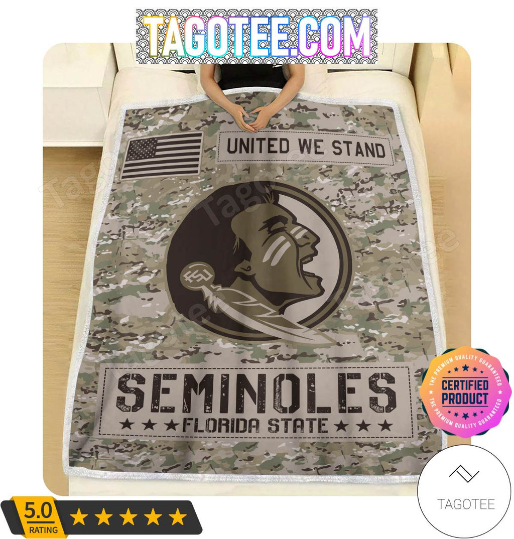 NCAA Florida State Seminoles United We Stand Camo Blanket