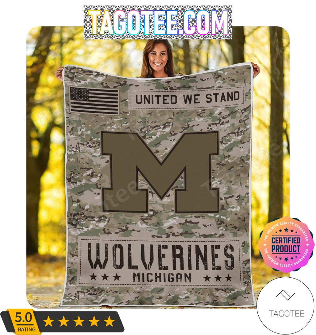 NCAA Michigan Wolverines United We Stand Camo Blanket