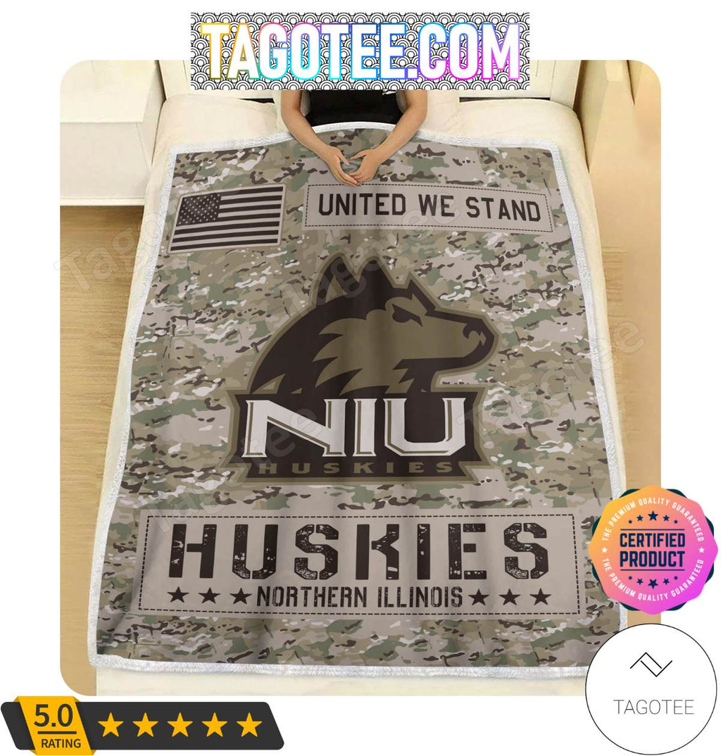 NCAA Northern Illinois Huskies United We Stand Camo Blanket