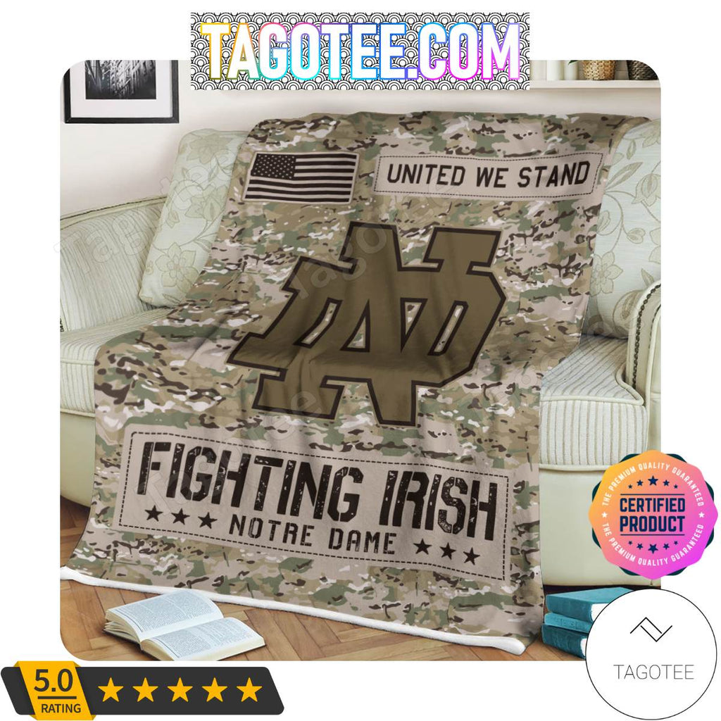 NCAA Notre Dame Fighting Irish United We Stand Camo Blanket