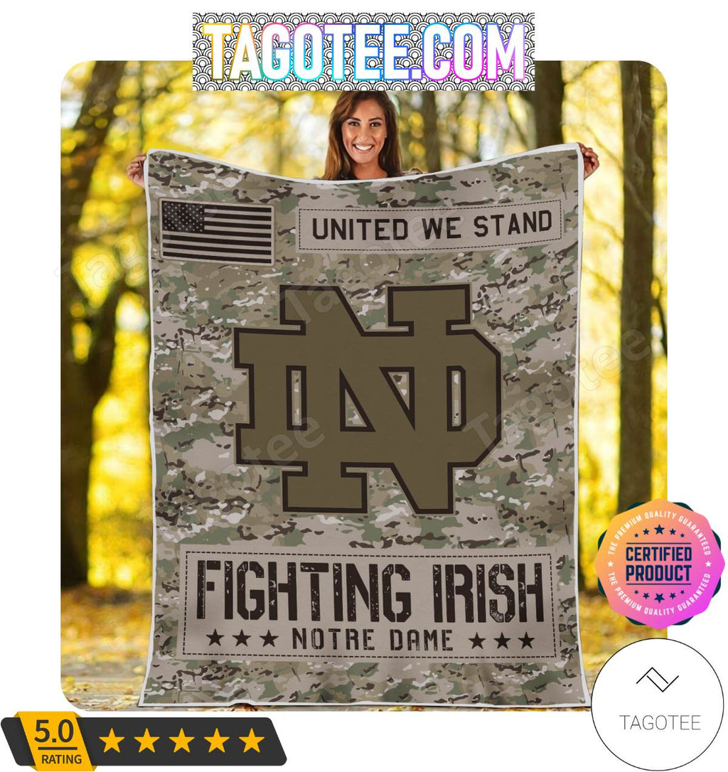 NCAA Notre Dame Fighting Irish United We Stand Camo Blanket