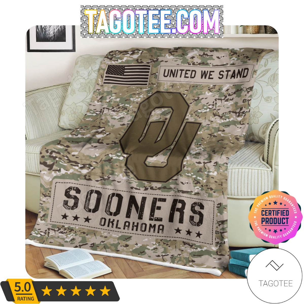 NCAA Oklahoma Sooners United We Stand Camo Blanket