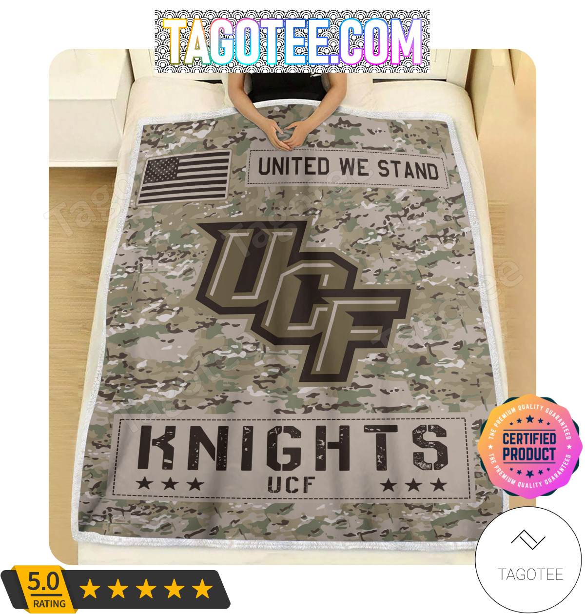 NCAA UCF Knights United We Stand Camo Blanket