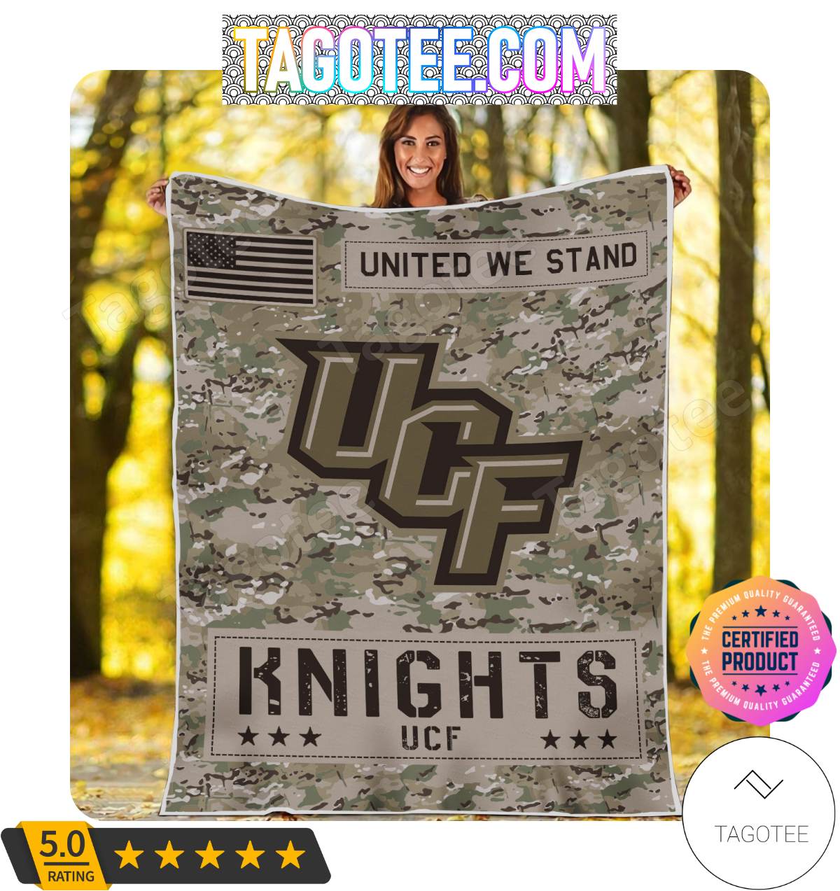 NCAA UCF Knights United We Stand Camo Blanket