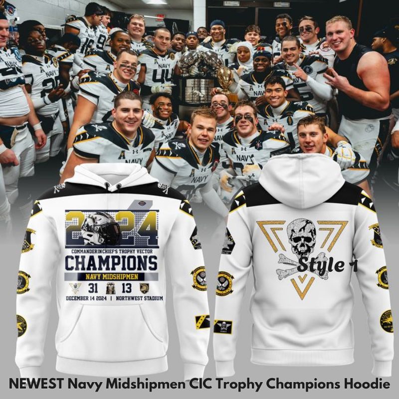 NEWEST Navy Midshipmen CIC Trophy Champions Hoodie