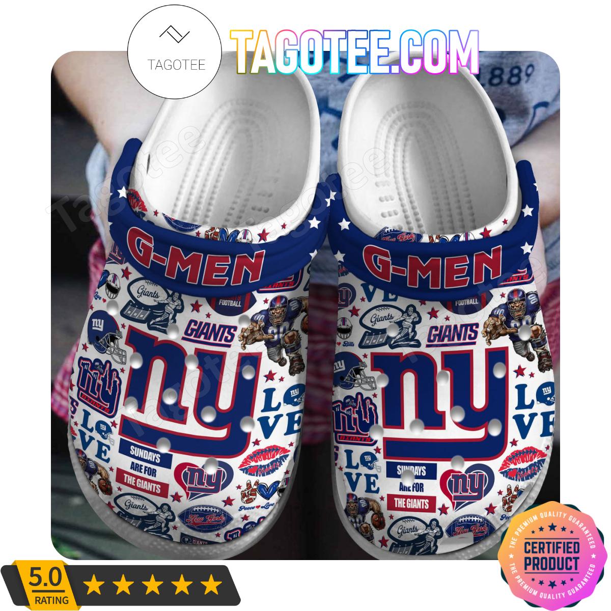 New York Giants G-men Football Crocs Clogs