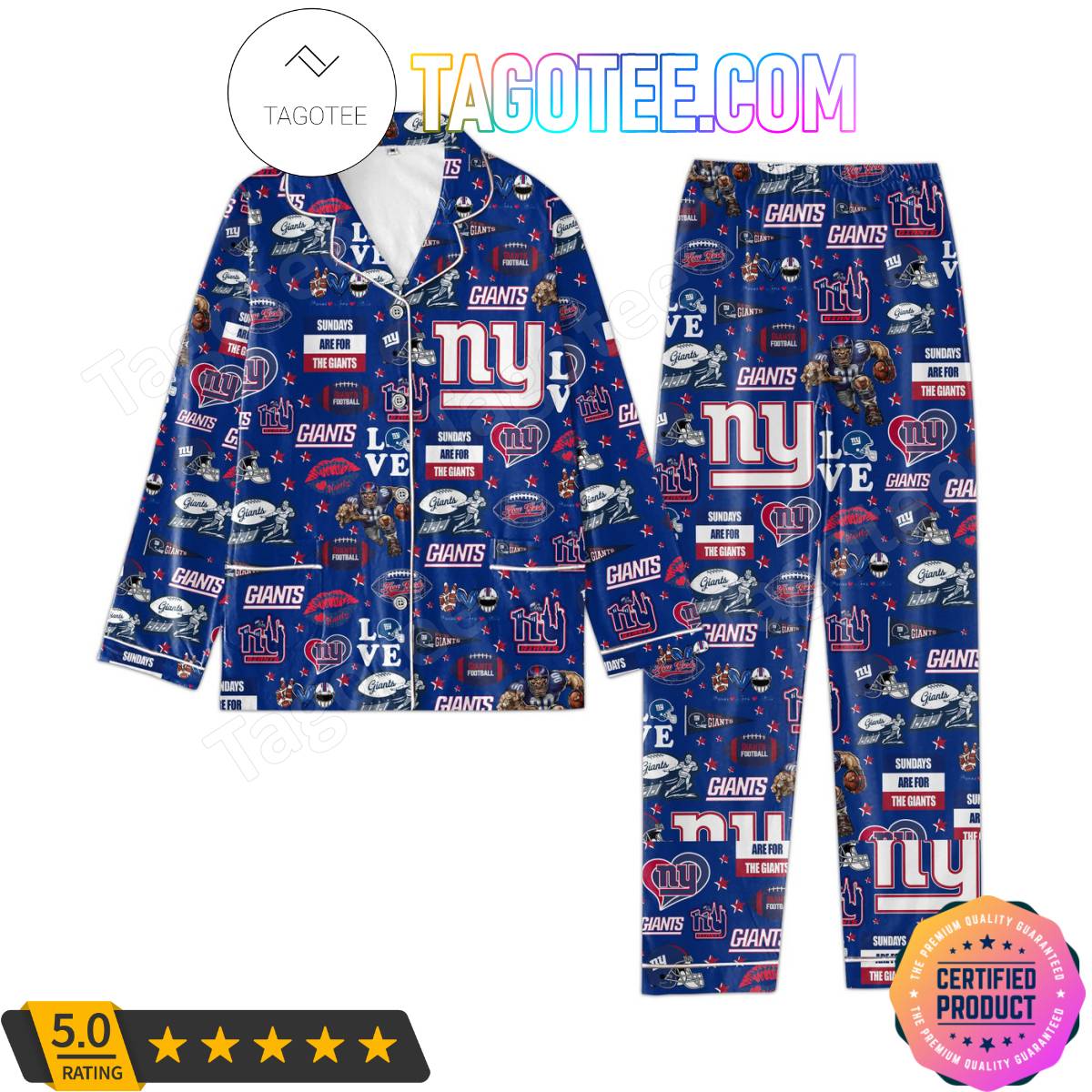 New York Giants Pajama Sets Sleepwear