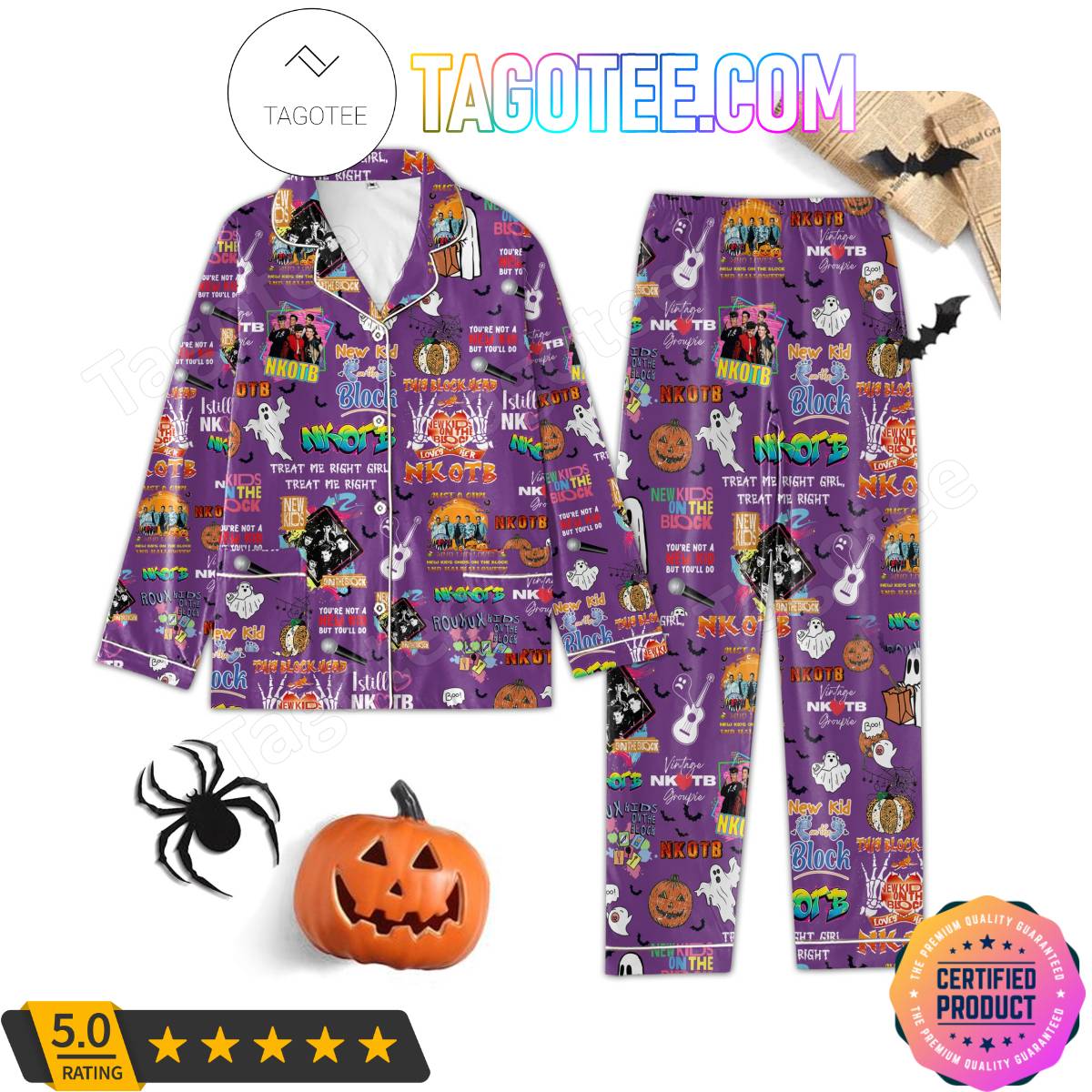 Nkotb Music Pattern Pajama Sets Sleepwear