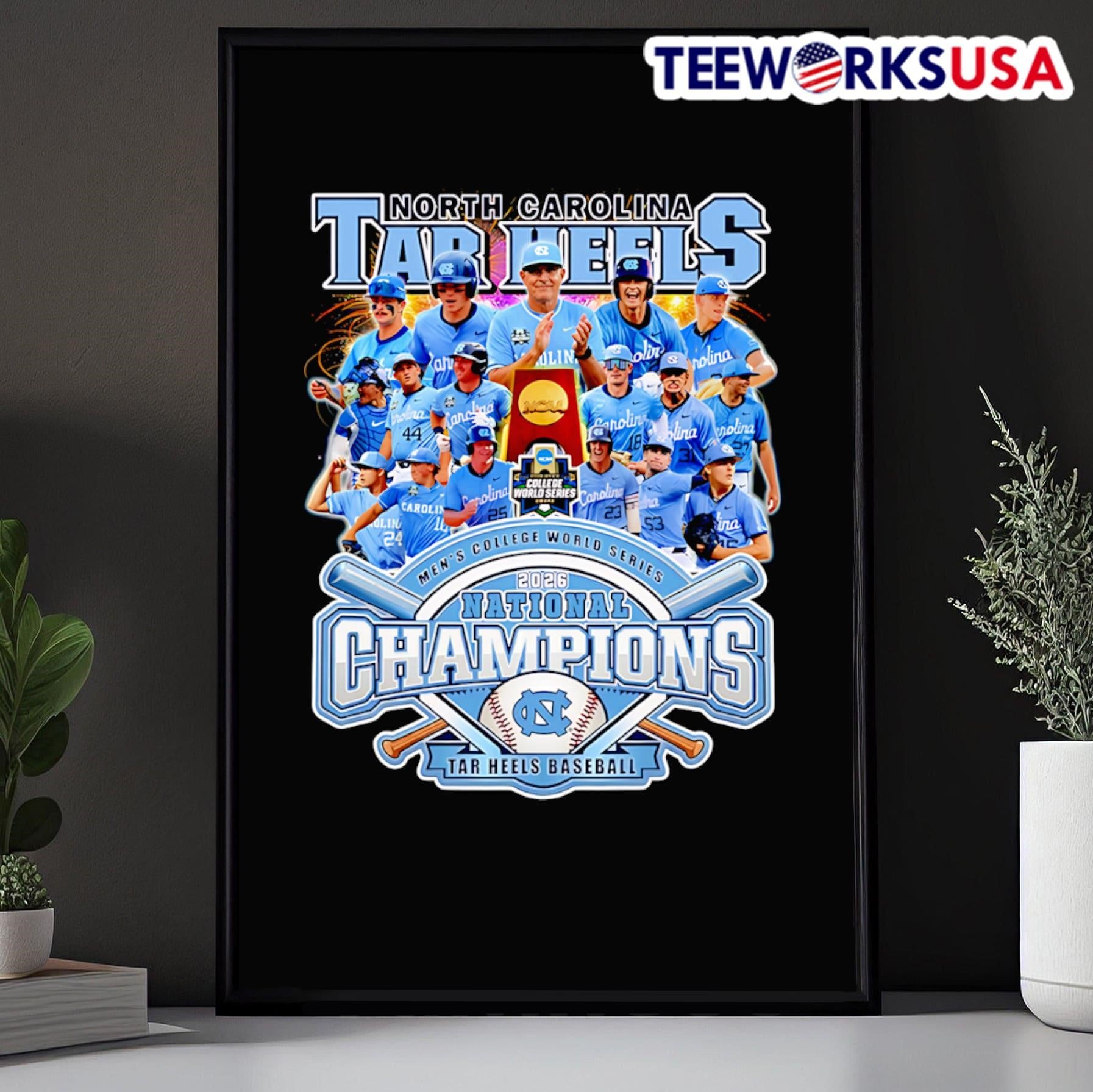 North Carolina Tar Heels 2026 National Champions Men’s College World Series Tar Heels Baseball Shirt
