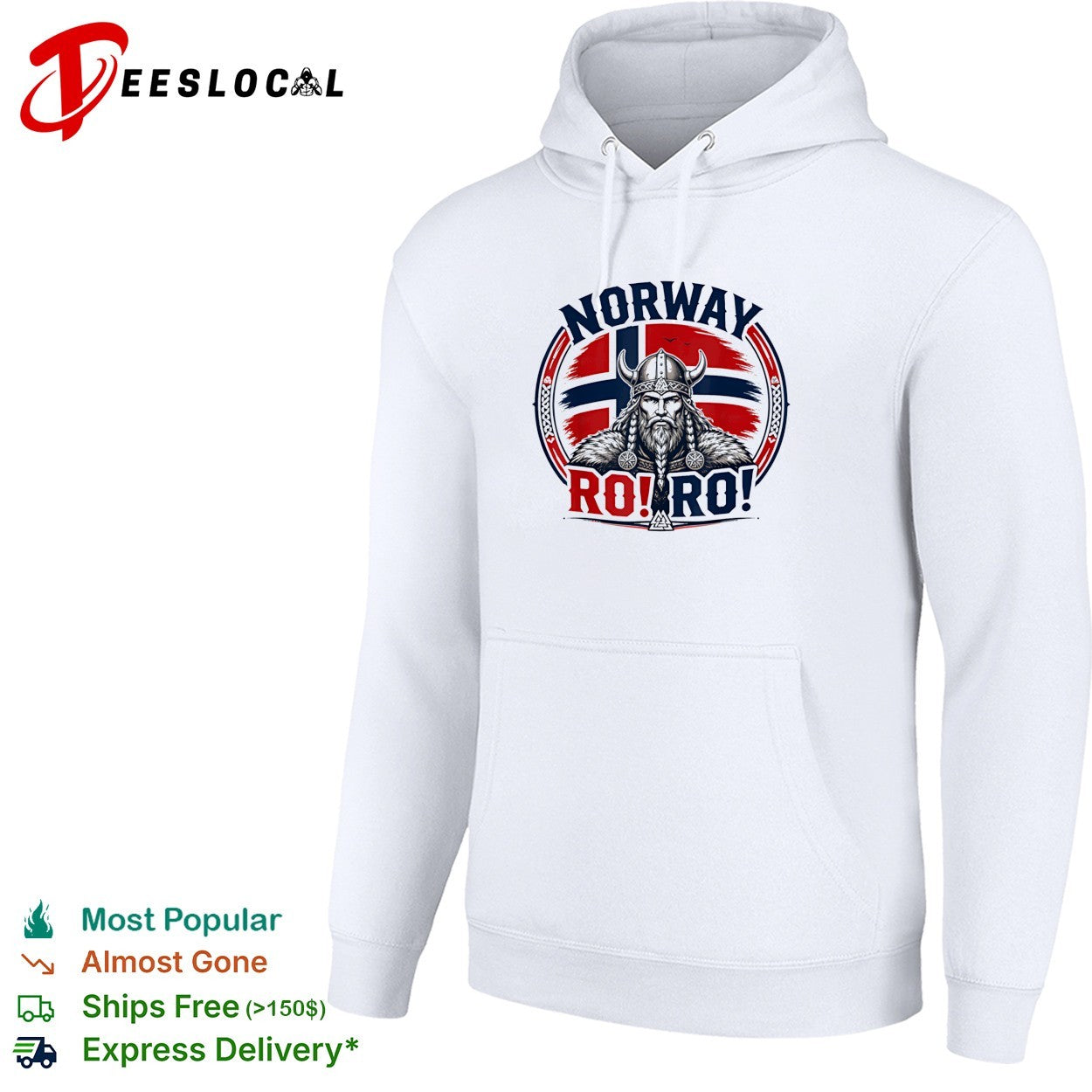 Norway Viking warrior with braided beard standing before flag circle badge ro ro shirt