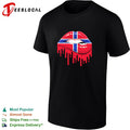 Norway flag pattern lips biting down and dripping blood drops graphic shirt