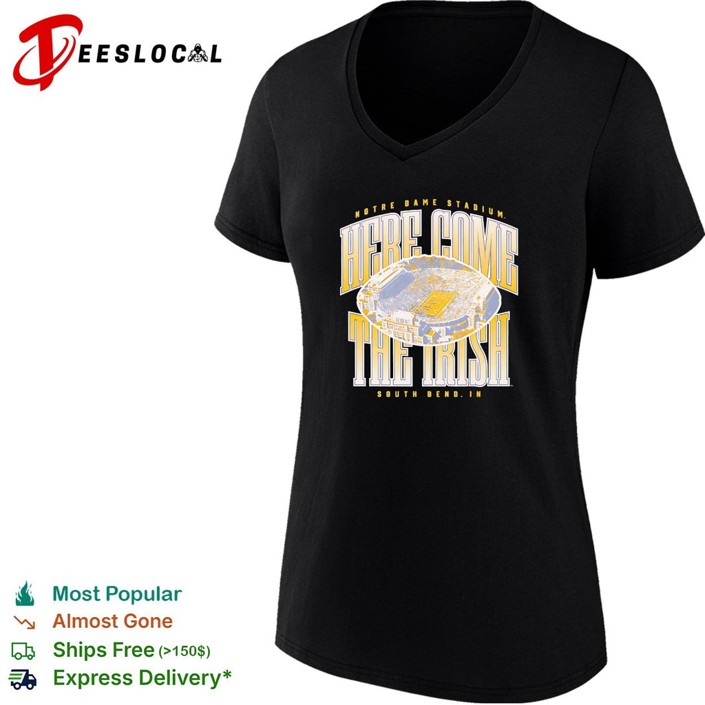 Notre Dame Fighting Irish here come the Irish stadium aerial South Bend shirt
