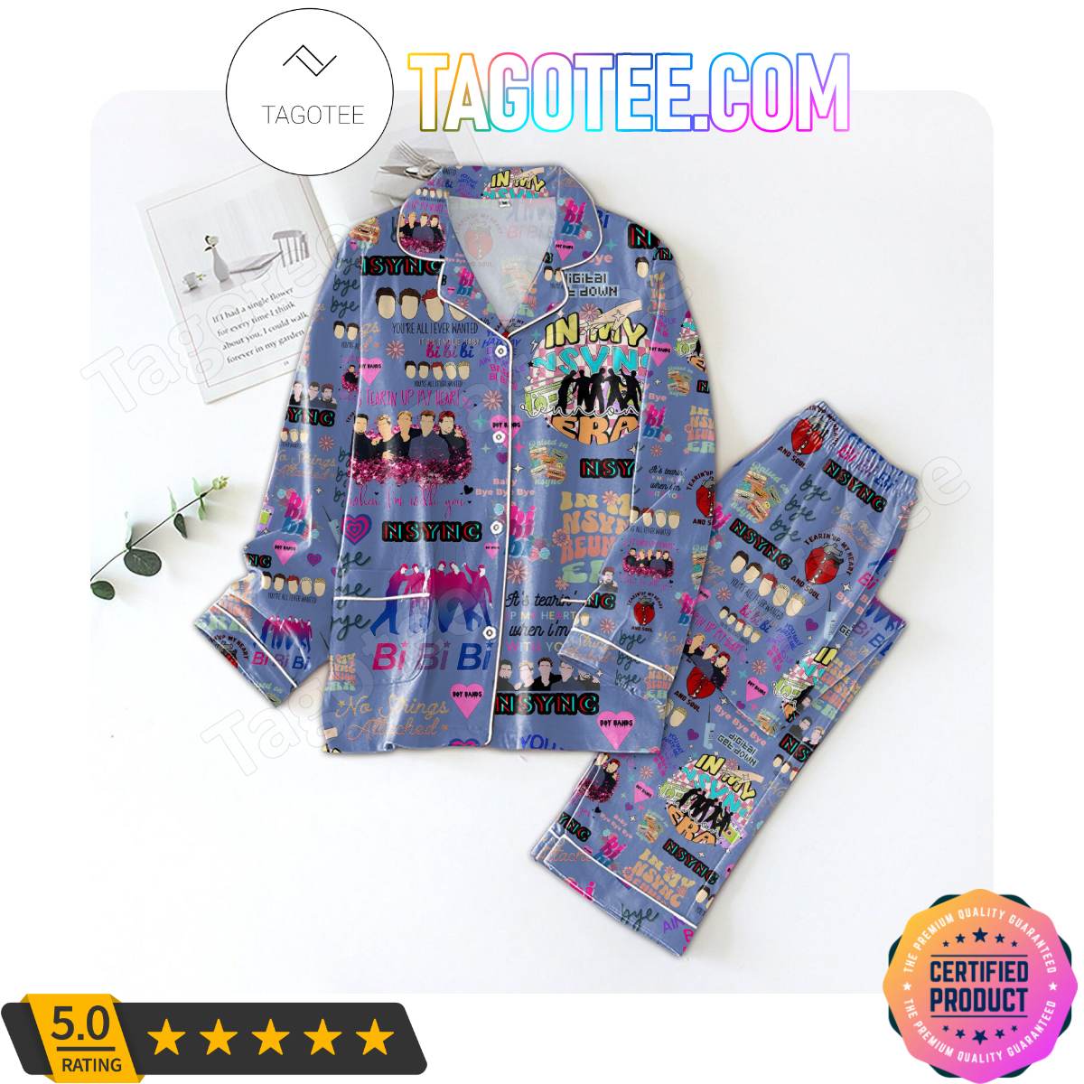 Nsync Music Pattern Pajama Sets Sleepwear