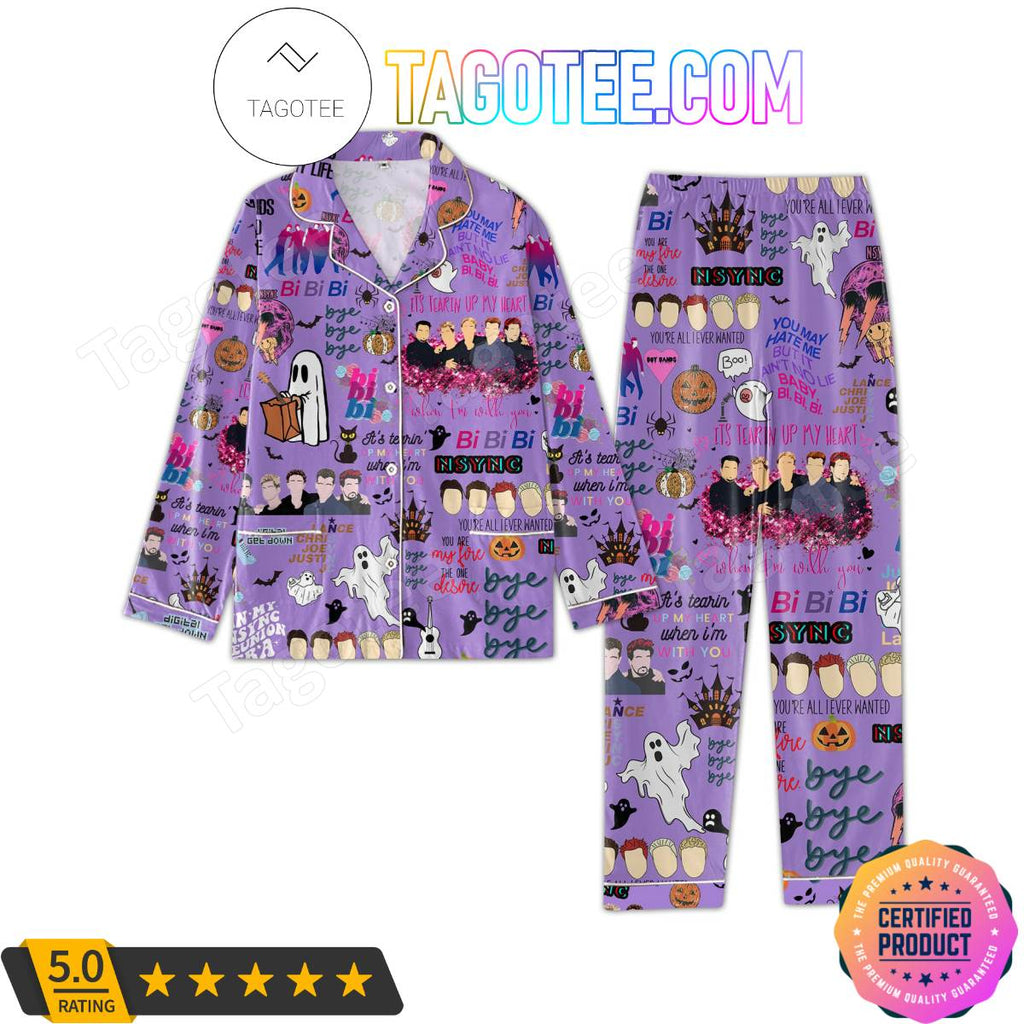 Nsync Music Pattern Purple Pajama Sets Sleepwear