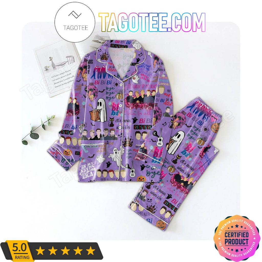 Nsync Music Pattern Purple Pajama Sets Sleepwear