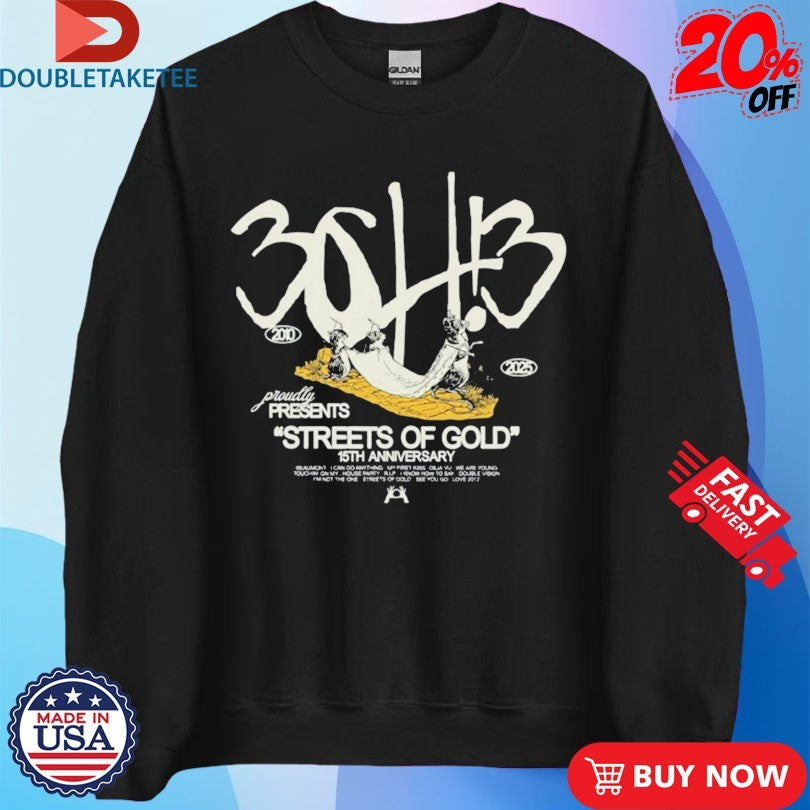 Official 3oh!3 15th Anniversary Of Streets Of Gold Shirts Unisex , , , Long Sleeve Tee