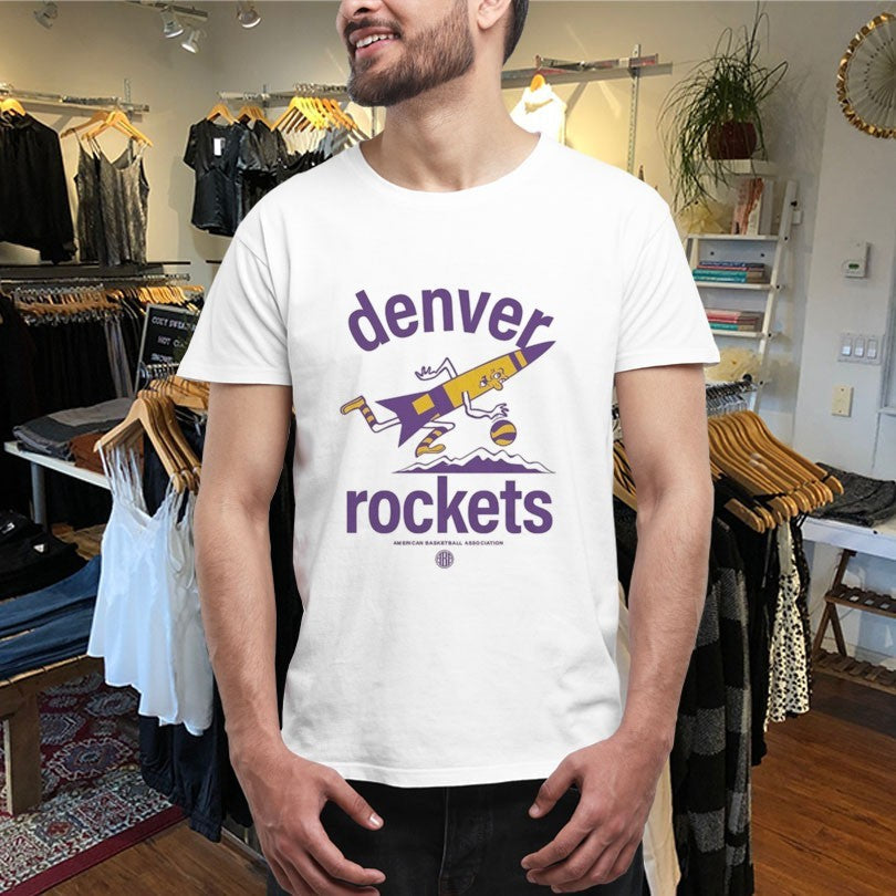 Official ABA Denver Rockets Dribbling Rocket Mascot Shirts Unisex , , , Long Sleeve Tee