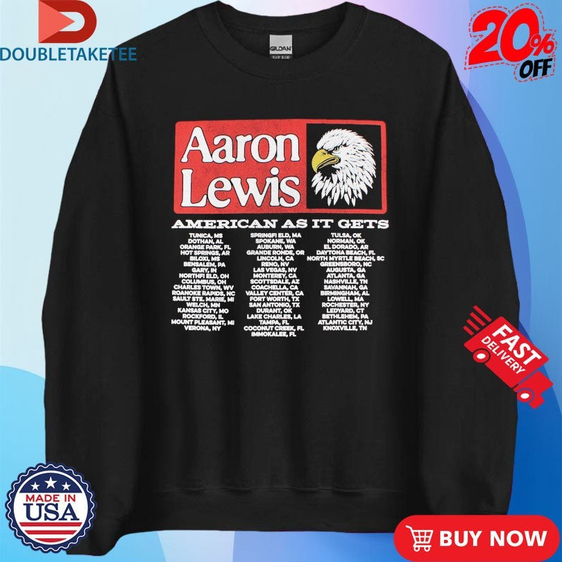 Official Aaron Lewis American As It Gets Tour Dates Eagle Shirts Unisex , , , Long Sleeve Tee