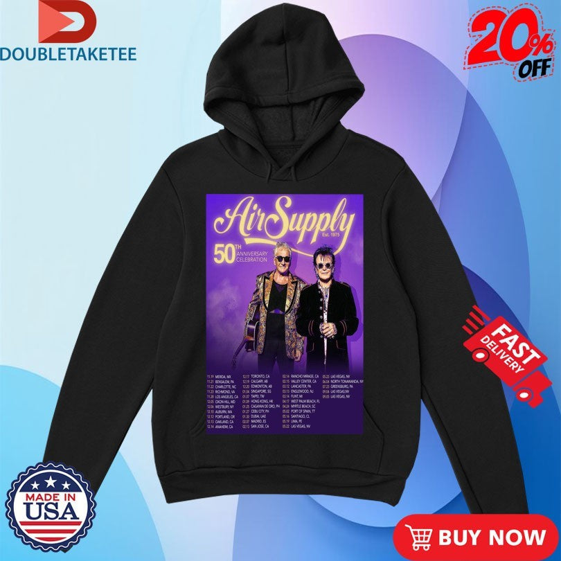 Official Air Supply 50th Anniversary Celebration Tour Dates Shirts Unisex , , , Long Sleeve Tee