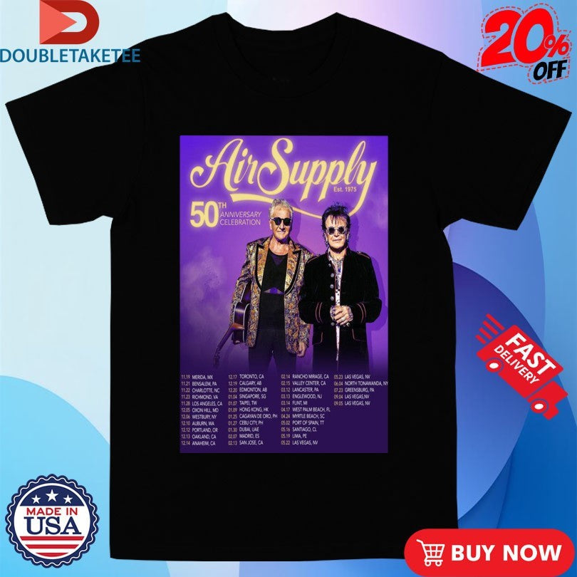 Official Air Supply 50th Anniversary Celebration Tour Dates Shirts Unisex , , , Long Sleeve Tee