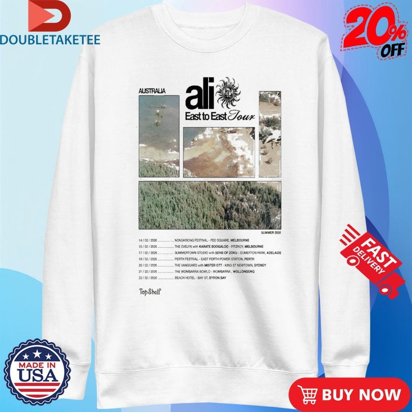 Official Ali Australia 2026 East To East Tour Dates Shirts Unisex , , , Long Sleeve Tee