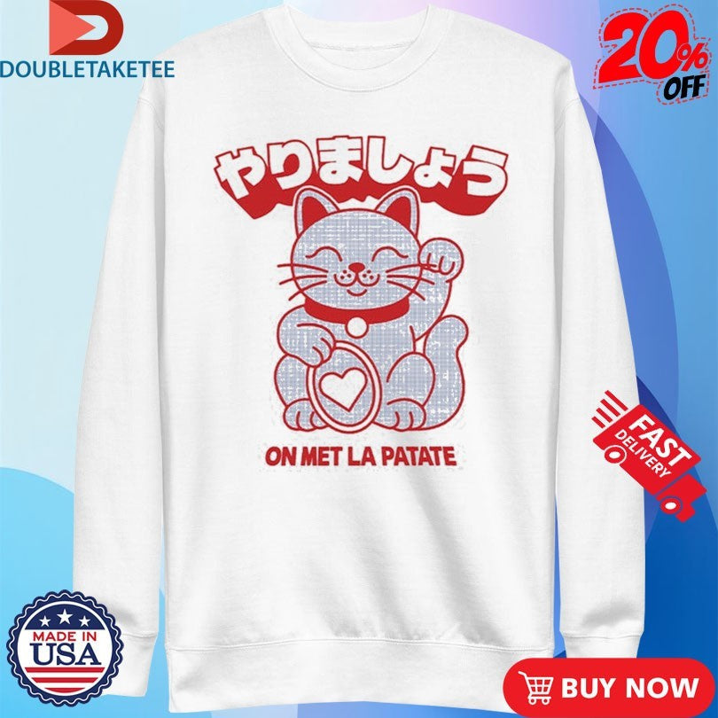 Official Average Rob Lucky Cat On Met La Patate Shirts Unisex , , , Long Sleeve Tee