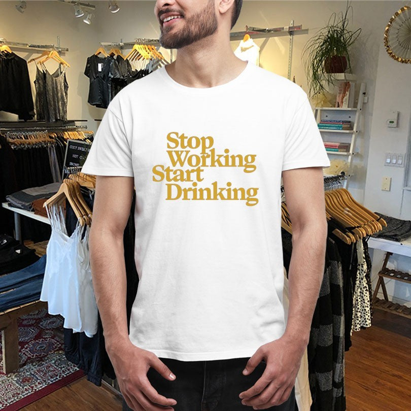 Official Average Rob Stop Working Start Drinking Shirts Unisex , , , Long Sleeve Tee