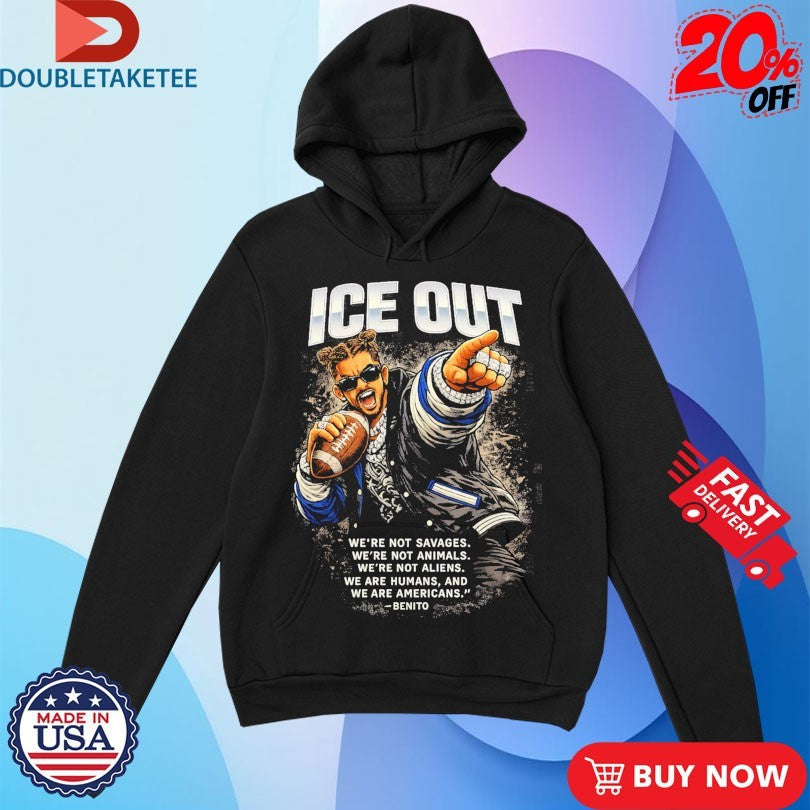 Official Bad Bunny Ice Out We’re Not Savages We’re Not Animals We’re Not Aliens We Are Humans And We Are Americans Benito Shirts