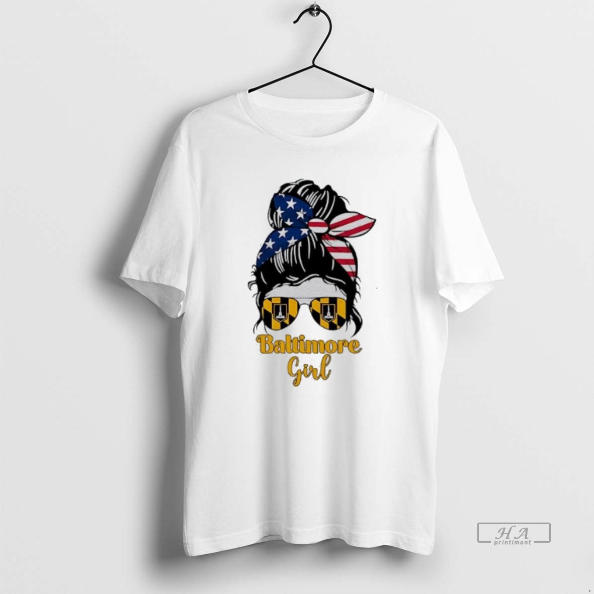 Official Baltimore Girl Messy Bun America T-Shirts