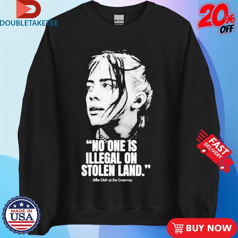 Official Billie Eilish At The Grammy 2026 No One Is Illegal On Stolen Land Fuck Ice Shirts