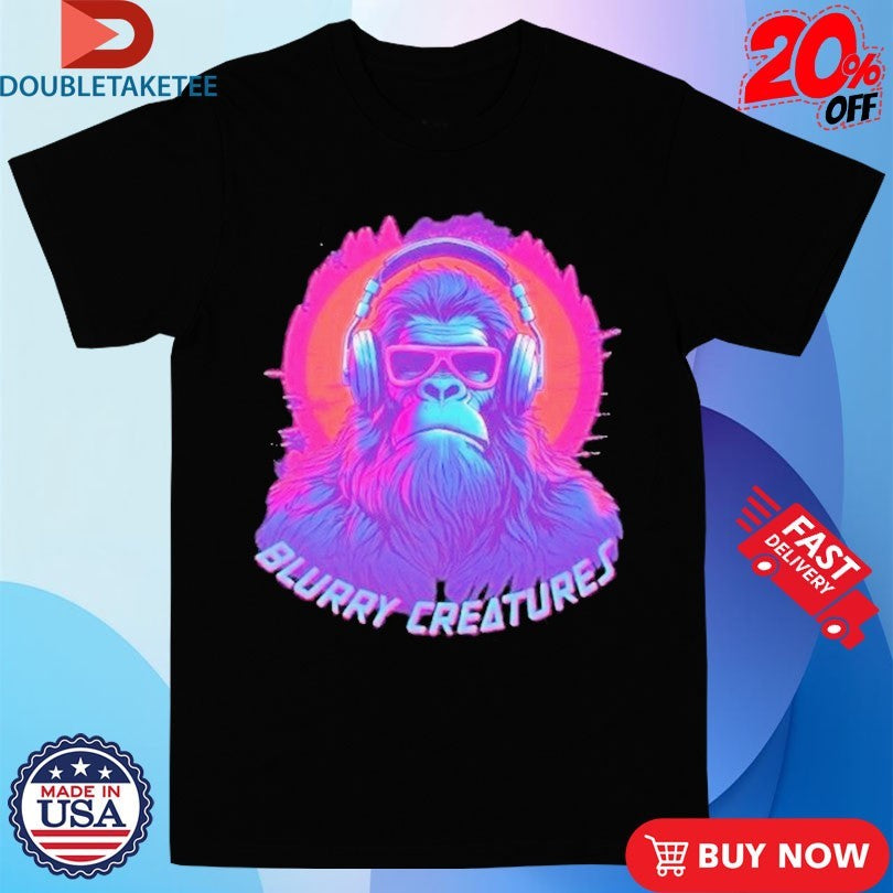 Official Blurry Creatures Bigfoot Headphones Shirts Unisex , , , Long Sleeve Tee