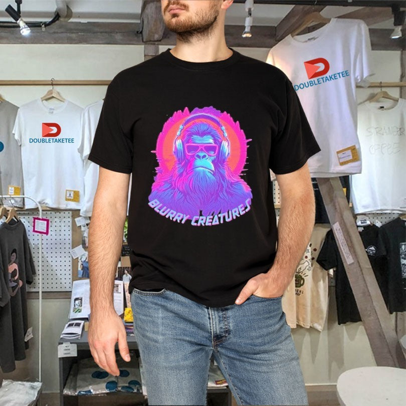 Official Blurry Creatures Bigfoot Headphones Shirts Unisex , , , Long Sleeve Tee