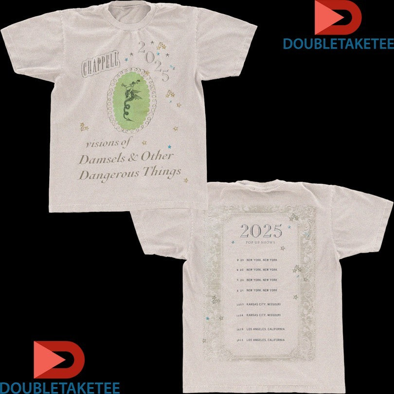Official Chappell Roan Visions Of Damsels &amp; Other Dangerous Things Pop Up Shows 2025 Shirts