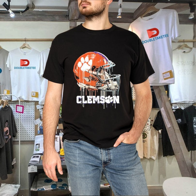 Official Clemson Tigers Dripping Football Helmet Shirts Unisex , , , Long Sleeve Tee