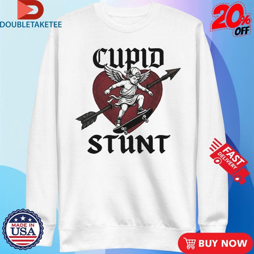 Official Cupid Stunt Cupid Arrow Heart Skateboard Shirts Unisex , , , Long Sleeve Tee