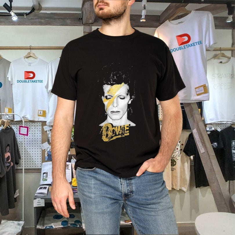 Official David Bowie Aladdin Sane Gold Bolt Shirts Unisex , , , Long Sleeve Tee