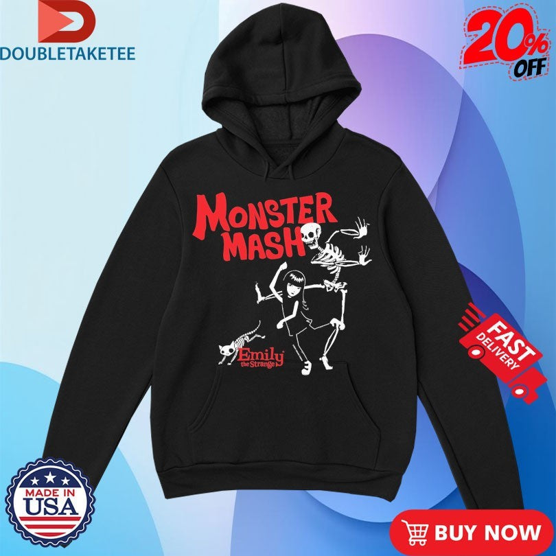 Official Emily The Strange Monster Mash Skeleton Cat Shirts Unisex , , , Long Sleeve Tee