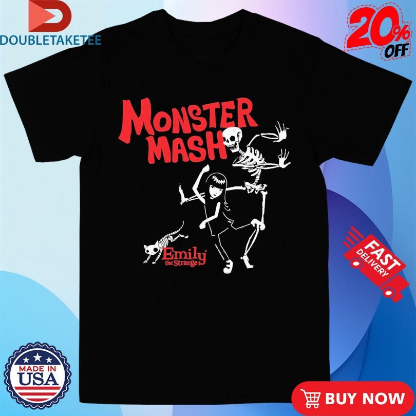 Official Emily The Strange Monster Mash Skeleton Cat Shirts Unisex , , , Long Sleeve Tee