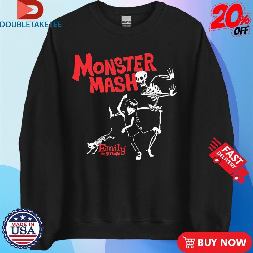 Official Emily The Strange Monster Mash Skeleton Cat Shirts Unisex , , , Long Sleeve Tee