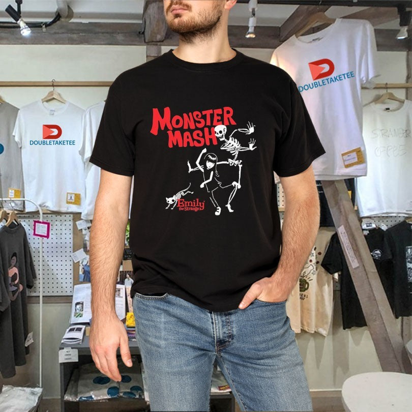 Official Emily The Strange Monster Mash Skeleton Cat Shirts Unisex , , , Long Sleeve Tee