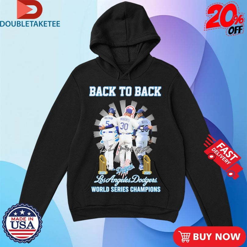 Official Freddie Freeman Dave Roberts And Mookie Betts Los Angeles Dodgers Back To Back World Series Champions 2024 2025 Trophies Signatures Shirts