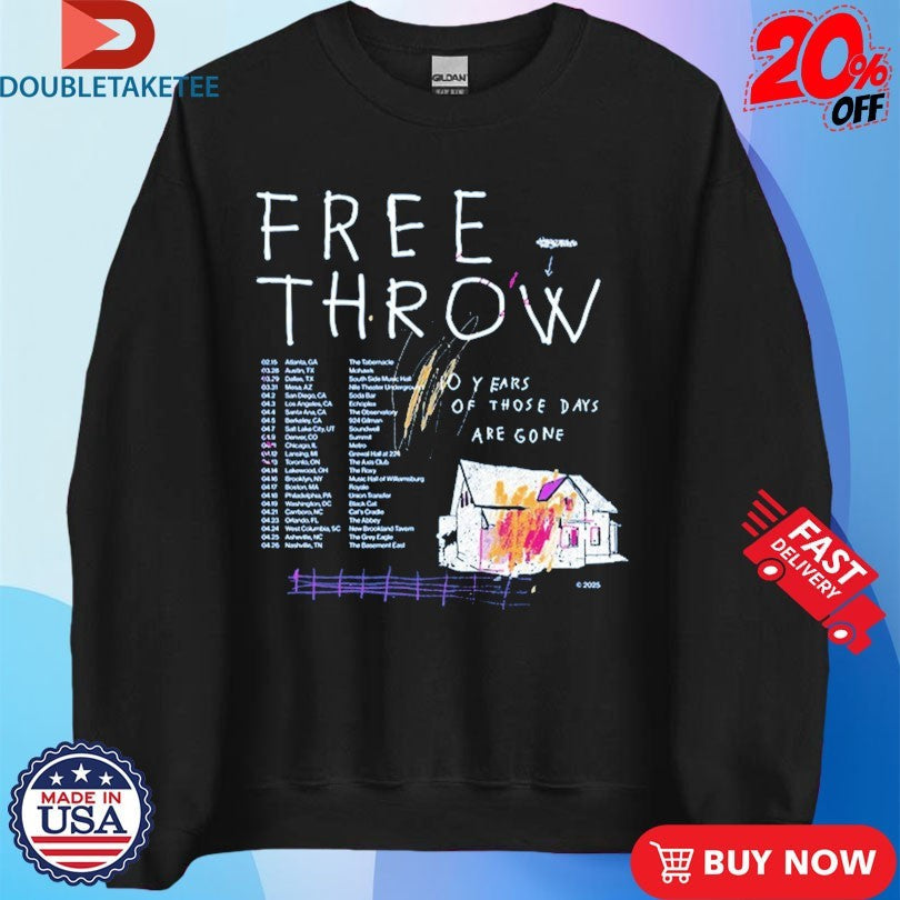 Official Free Throw 10 Years Of Those Days Are Gone Anniversary Tour 2025 Home Shirts Unisex , , , Long Sleeve Tee