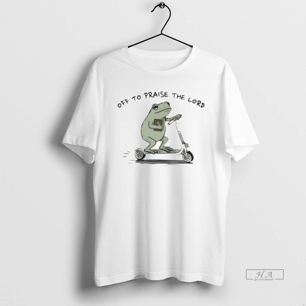 Official Funny Christian Frog Off To Praise The Lord