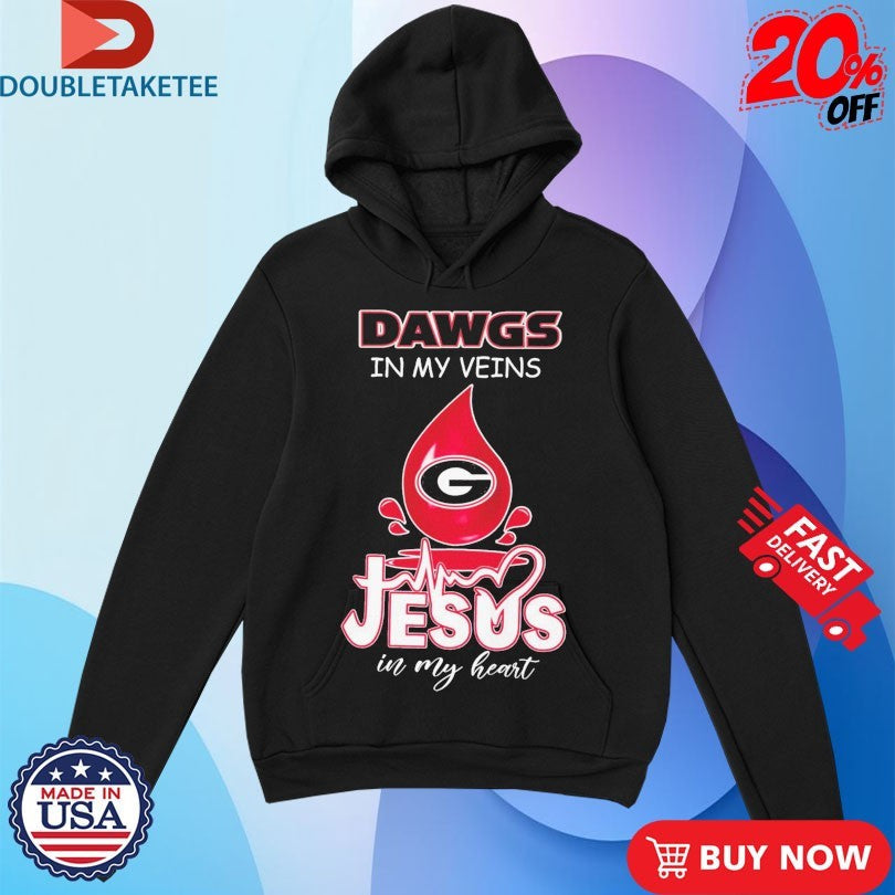 Official Georgia Bulldogs Dawgs In My Veins Jesus In My Heart Shirts Unisex , , , Long Sleeve Tee
