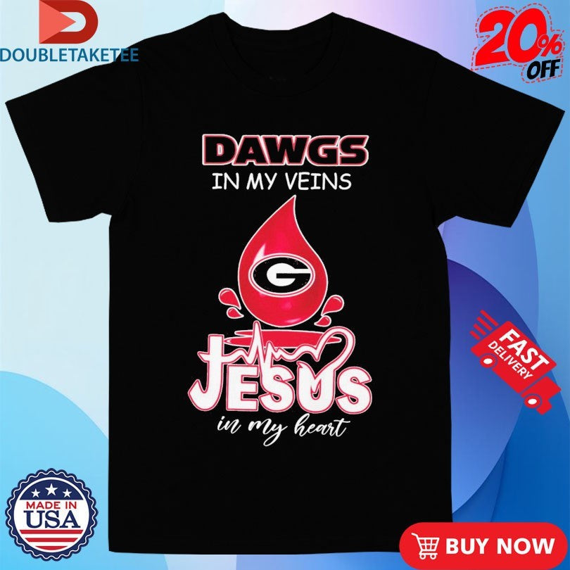 Official Georgia Bulldogs Dawgs In My Veins Jesus In My Heart Shirts Unisex , , , Long Sleeve Tee