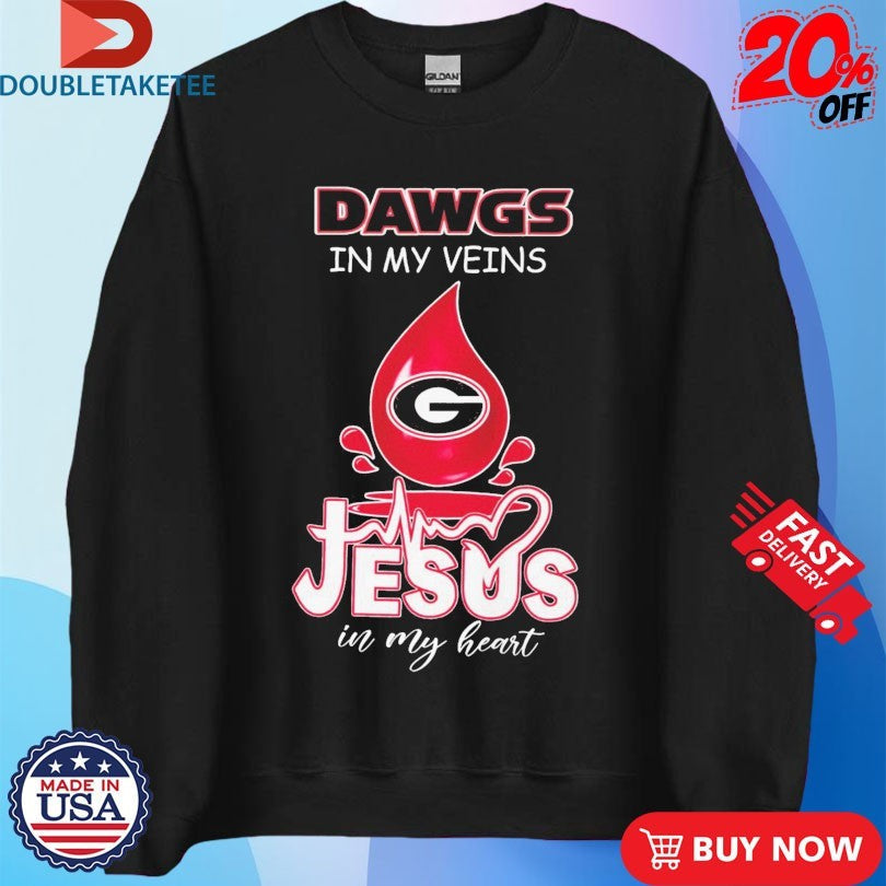 Official Georgia Bulldogs Dawgs In My Veins Jesus In My Heart Shirts Unisex , , , Long Sleeve Tee