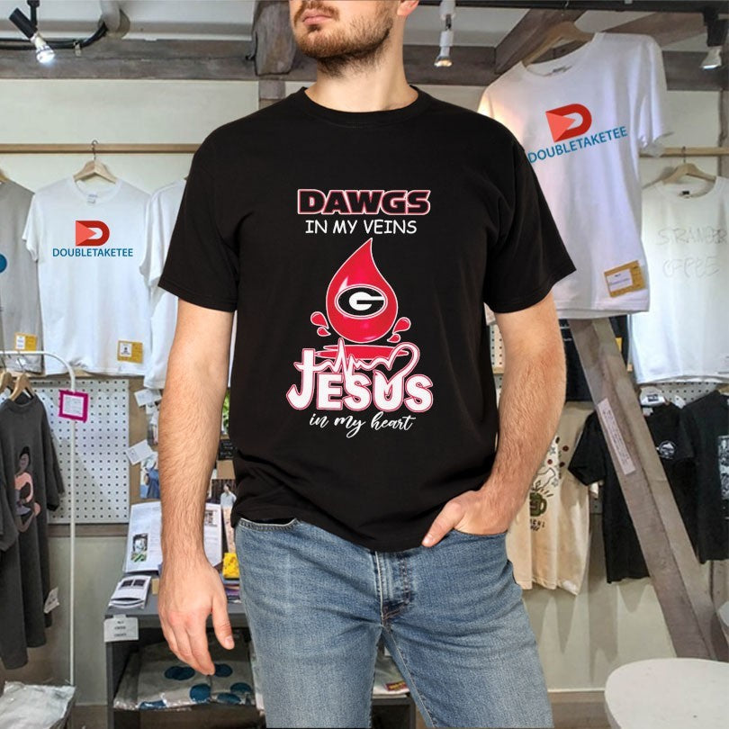 Official Georgia Bulldogs Dawgs In My Veins Jesus In My Heart Shirts Unisex , , , Long Sleeve Tee
