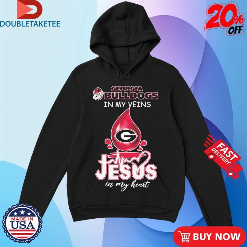 Official Georgia Bulldogs In My Veins Jesus In My Heart Shirts Unisex , , , Long Sleeve Tee