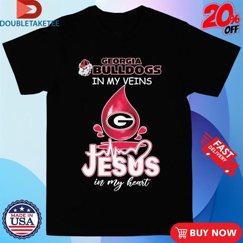 Official Georgia Bulldogs In My Veins Jesus In My Heart Shirts Unisex , , , Long Sleeve Tee